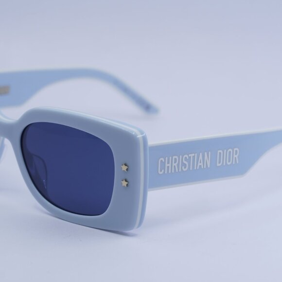 Dior DIORPACIFIC S1U 80B0 Sunglasses Shiny Blue/White Rectangle Frame, Blue Lens main image 9